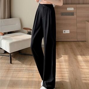Chic Black Wide Leg Women's Pants